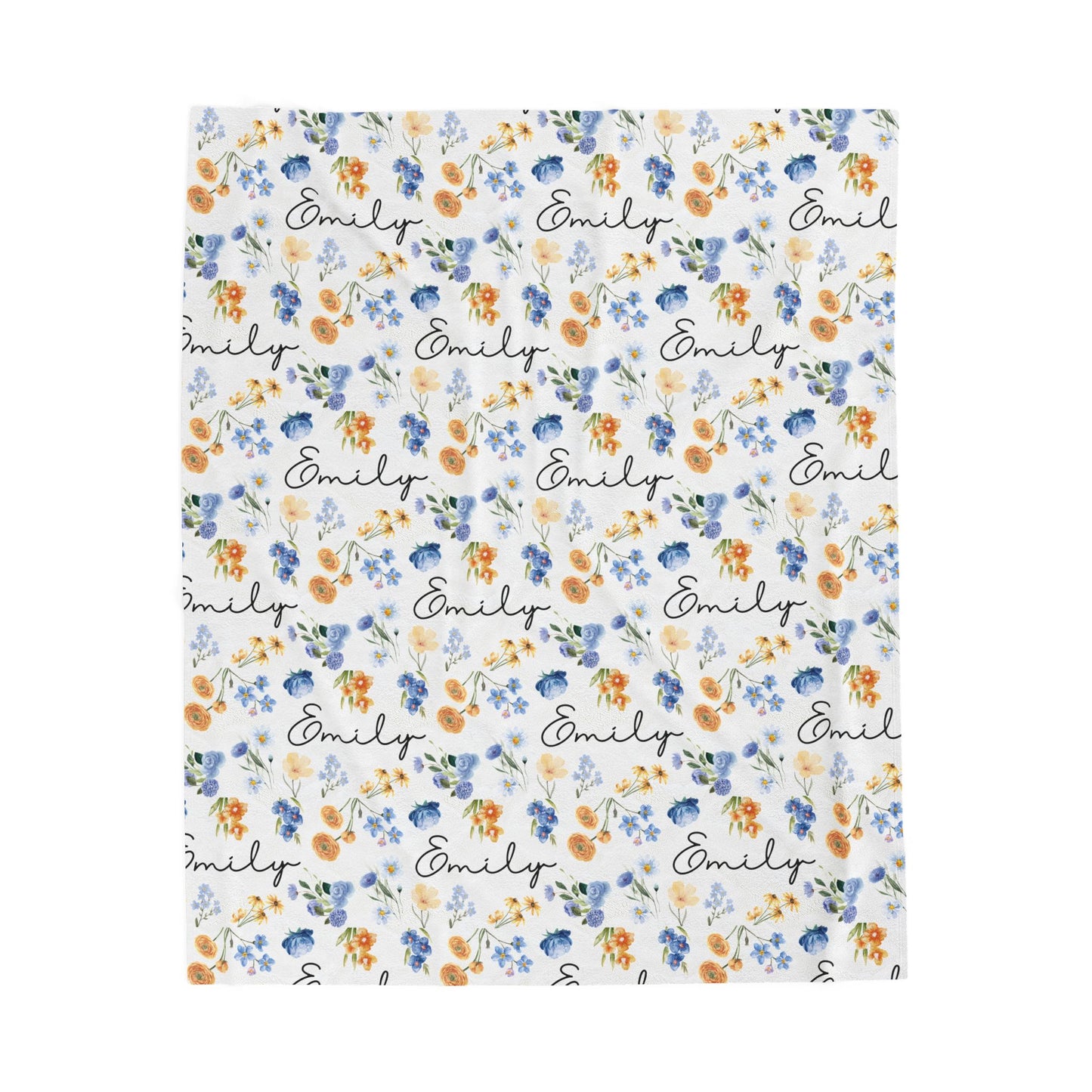 Personalized Floral Velveteen Plush Blanket | Cozy Gift for Baby | Home Décor, Birthday, Baby Shower, Newborn