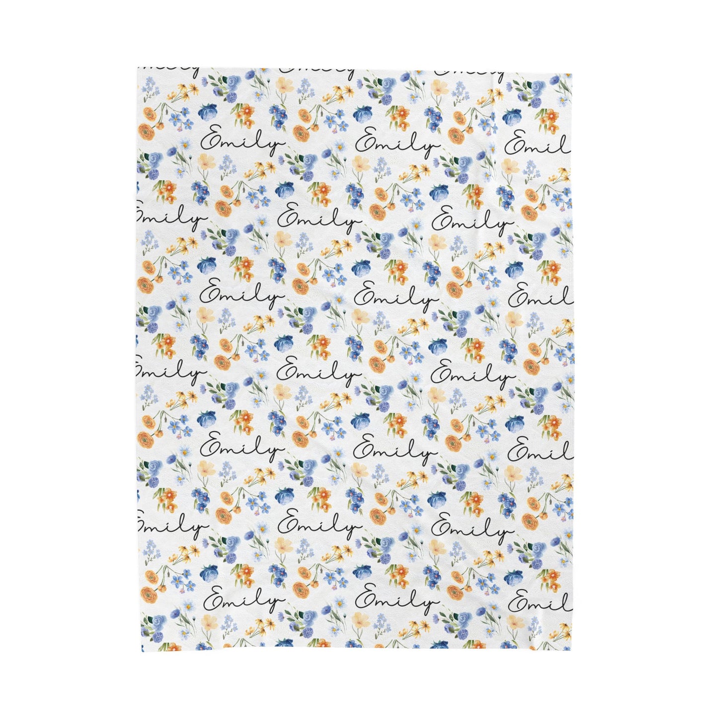Personalized Floral Velveteen Plush Blanket | Cozy Gift for Baby | Home Décor, Birthday, Baby Shower, Newborn
