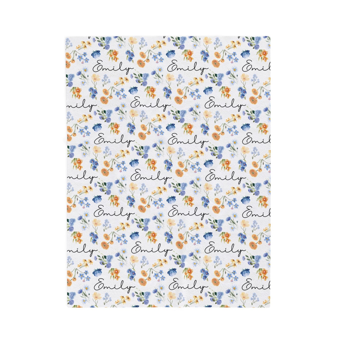 Personalized Floral Velveteen Plush Blanket | Cozy Gift for Baby | Home Décor, Birthday, Baby Shower, Newborn