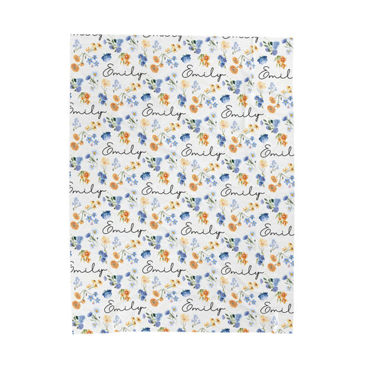 Personalized Floral Velveteen Plush Blanket | Cozy Gift for Baby | Home Décor, Birthday, Baby Shower, Newborn